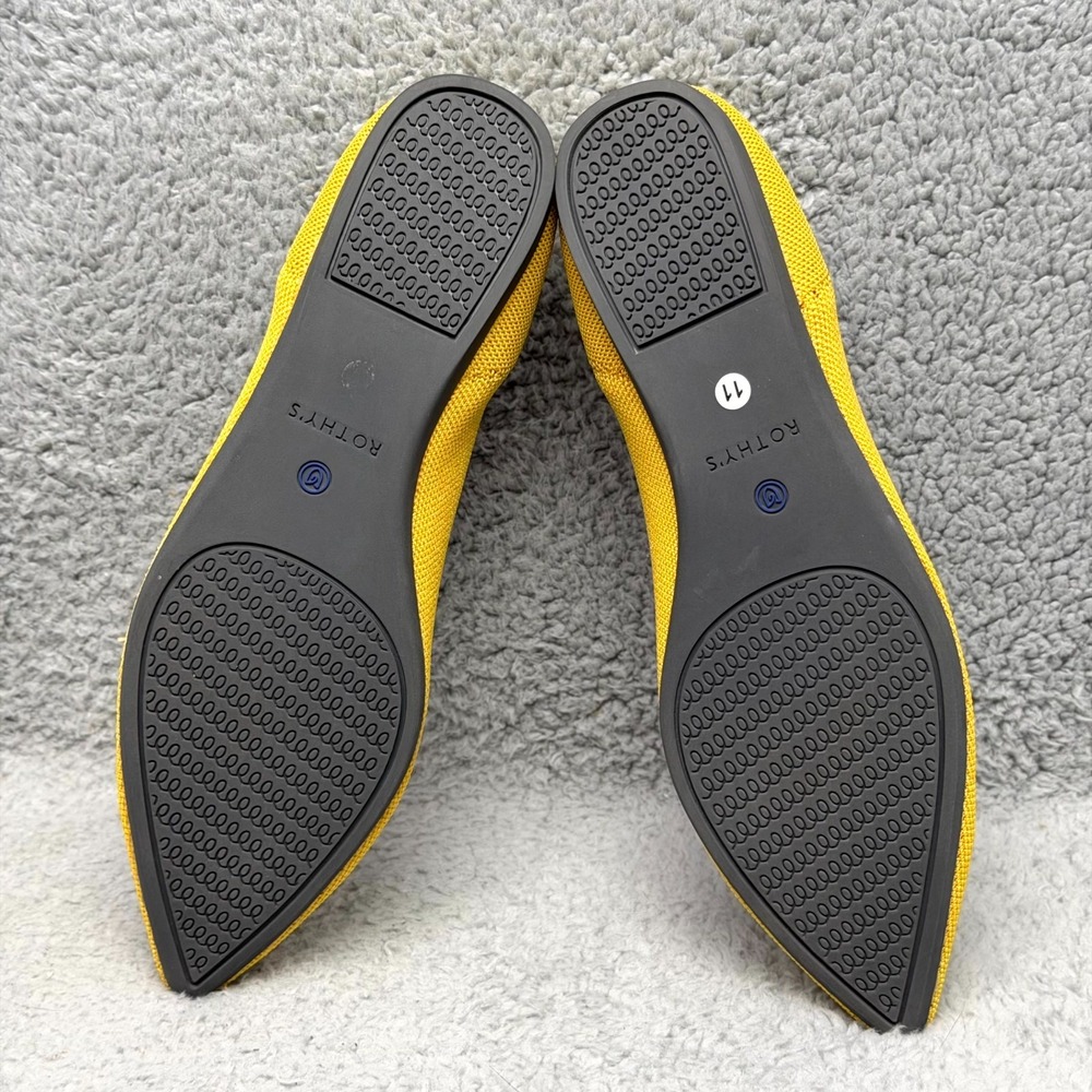 Rothy's The Point Womens Size 11 Slip On Ballet Flats Shoes Marigold Yellow Knit - Picture 7 of 9